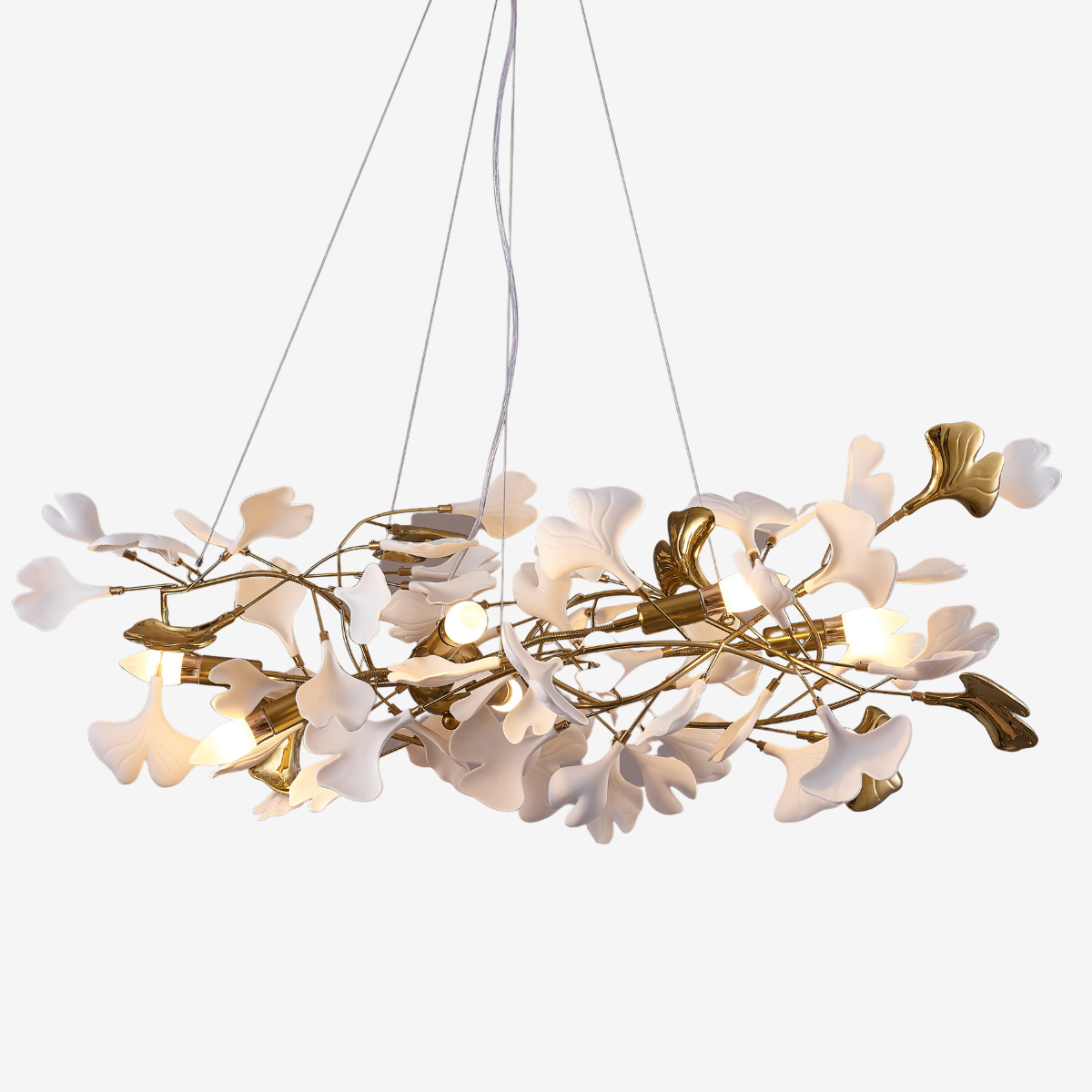 Davor Lustre Suspension Feuille Artistic Design. Métal/Céramique. Blanc. Salon - Neutralighting