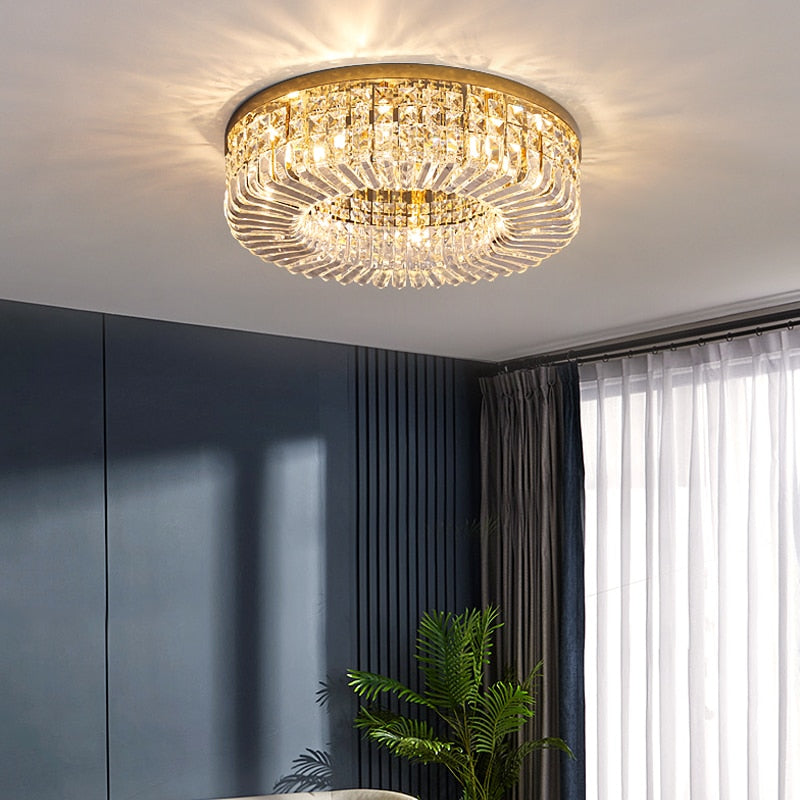 Kristy Plafonnier Anneau Moderne, Métal/Cristal, Chrome/Doré, Salon - Neutralighting