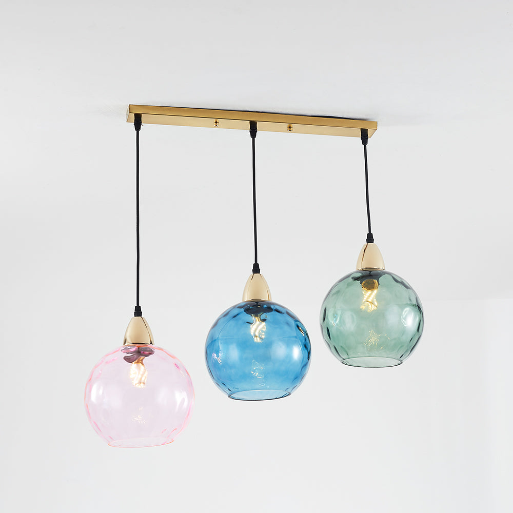 Valentina Suspension Boule Ondulation Nortique Métal/Verre Vert/Gris Salon - Neutralighting