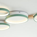 Fylo Plafonnier Rond Moderne. Métal/Bois. Blanc/Gris/Vert. Salon - Neutralighting