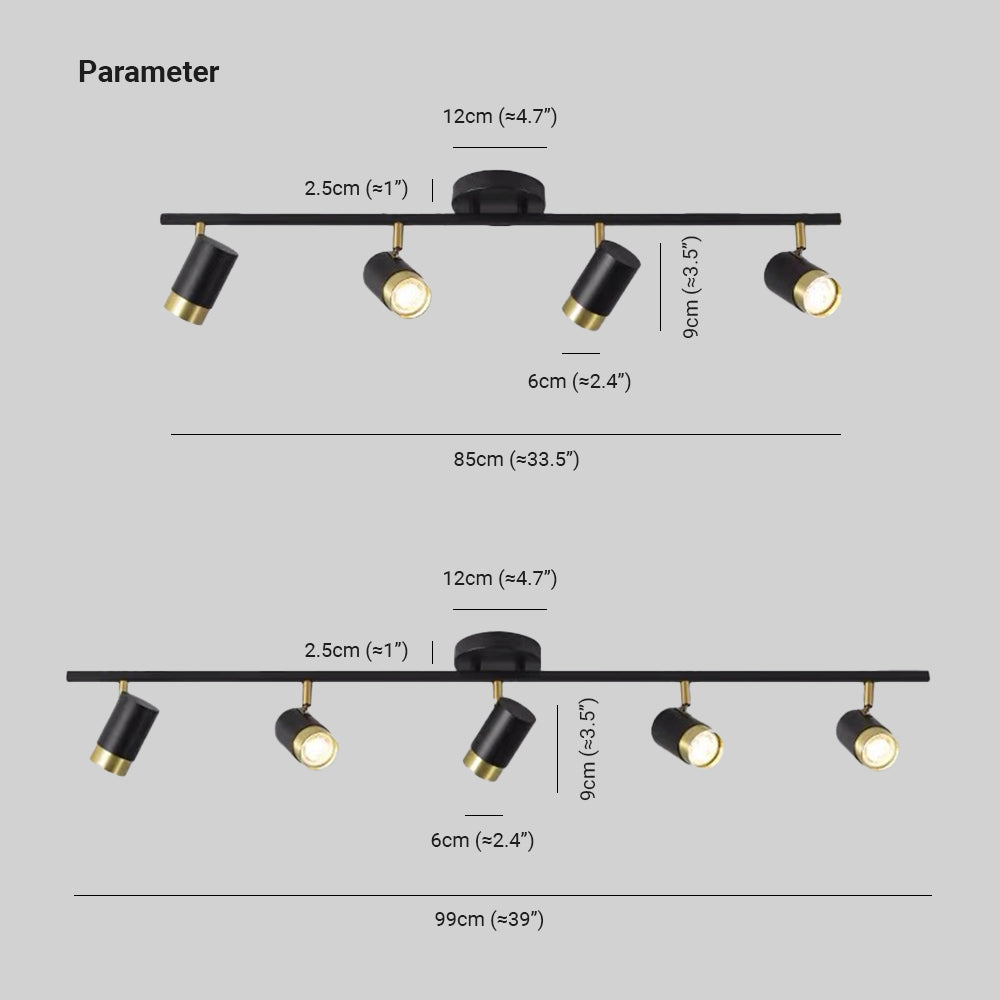 Arisha Plafonnier Cylindre Moderne, Métal/Verre, Noir/Doré, Salon - Neutralighting