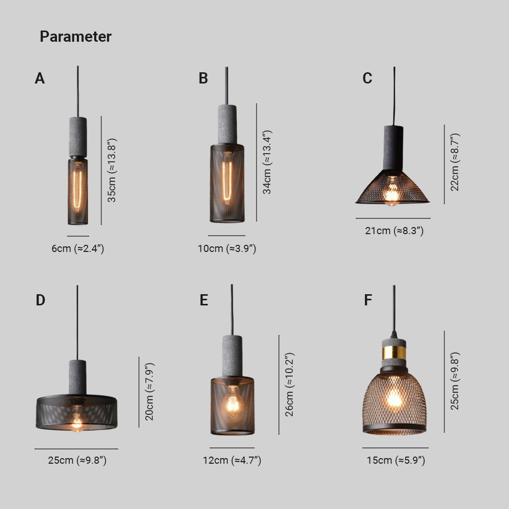 Arisha Suspension Cylindre Industriel, Métal/Ciment, Noir/Gris, Bar - Neutralighting