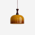 Lacey Suspension Lampe en Verre avec Dôme Ambre et Col en Bois - Neutralighting