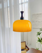 Lacey Suspension Lampe en Verre avec Dôme Ambre et Col en Bois - Neutralighting