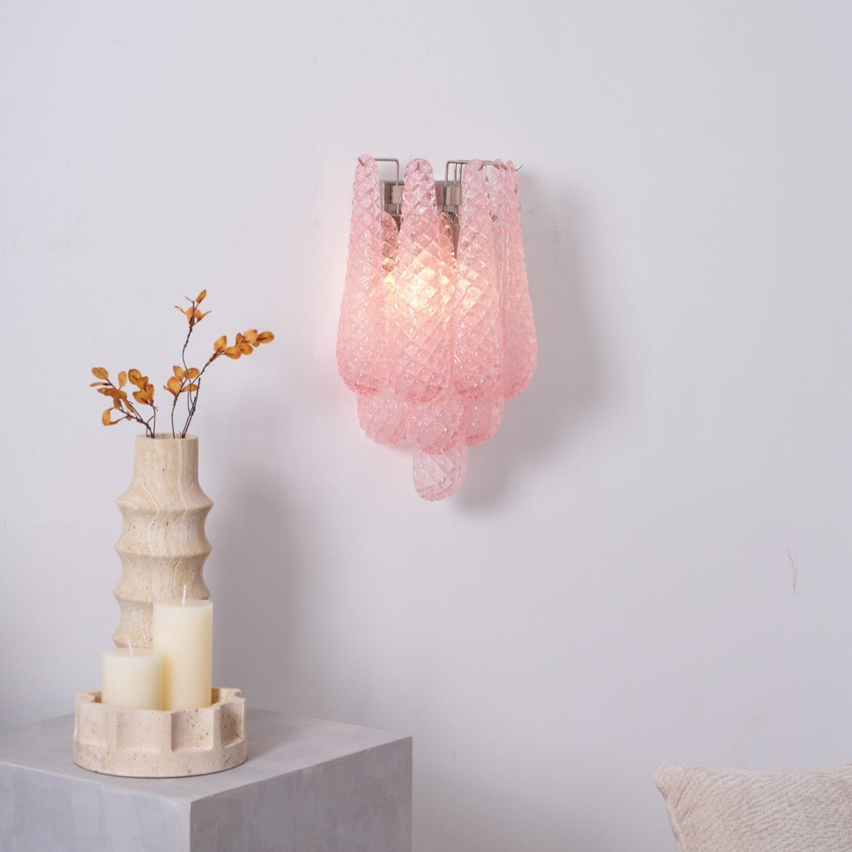 Aurora Applique Murale Rose Larme Verre Florale Artistique - Neutralighting