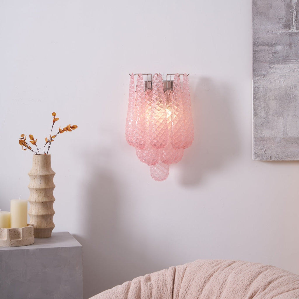 Aurora Applique Murale Rose Larme Verre Florale Artistique - Neutralighting