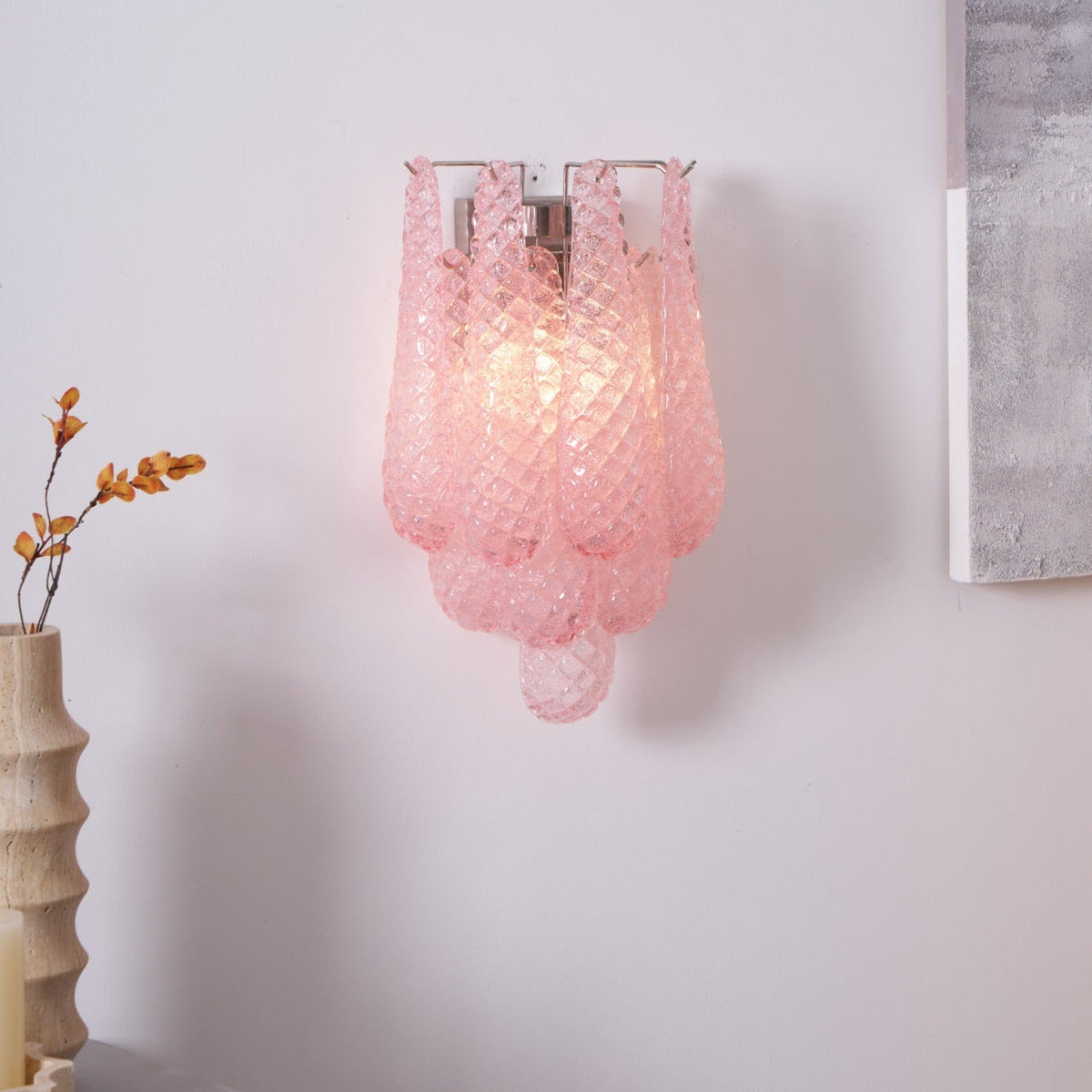 Aurora Applique Murale Rose Larme Verre Florale Artistique - Neutralighting