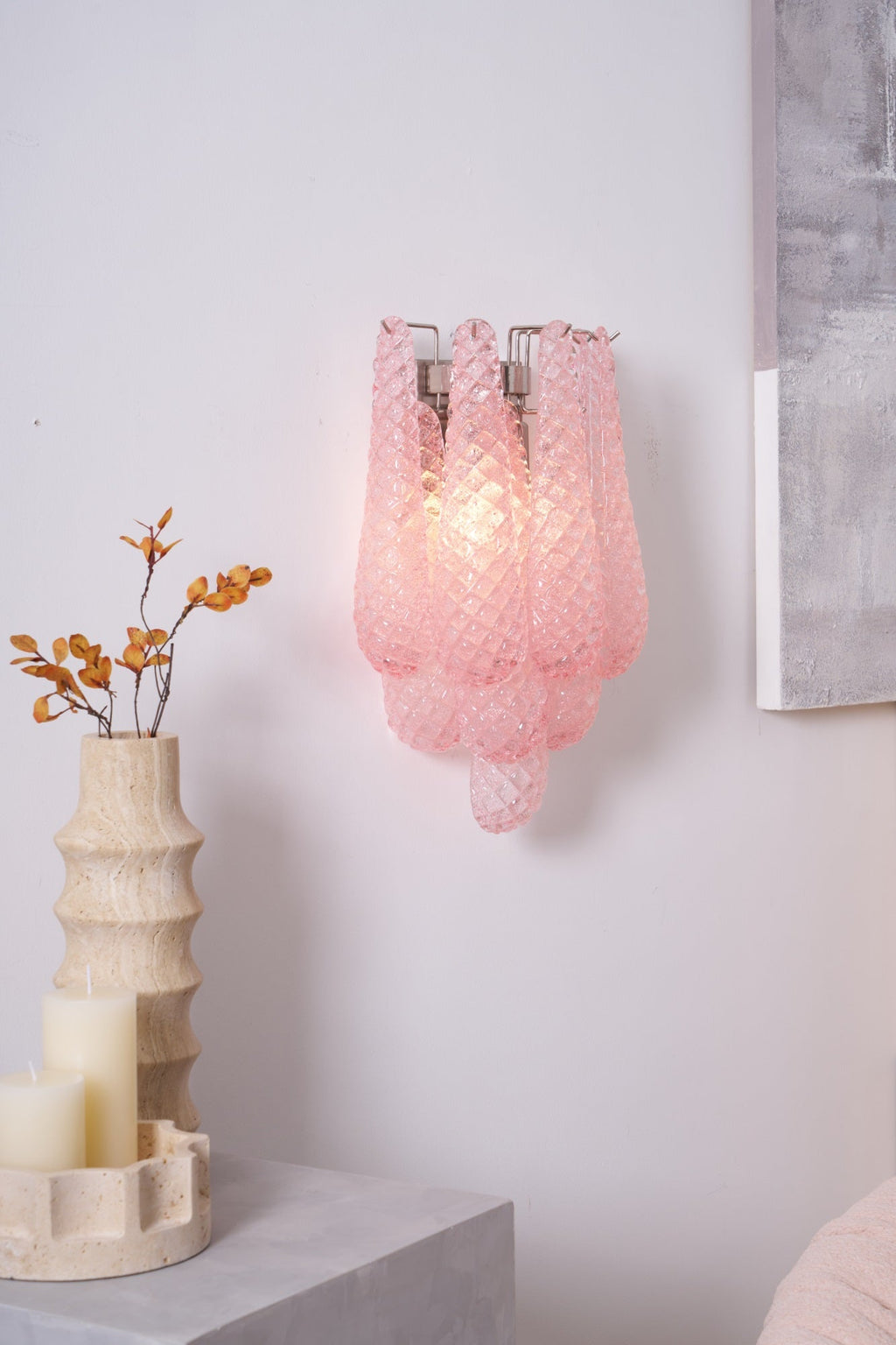 Aurora Applique Murale Rose Larme Verre Florale Artistique - Neutralighting