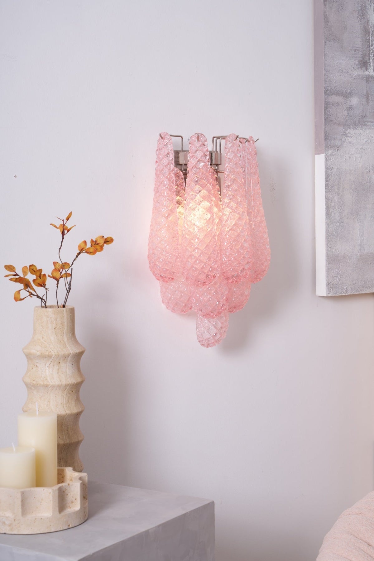 Aurora Applique Murale Rose Larme Verre Florale Artistique - Neutralighting