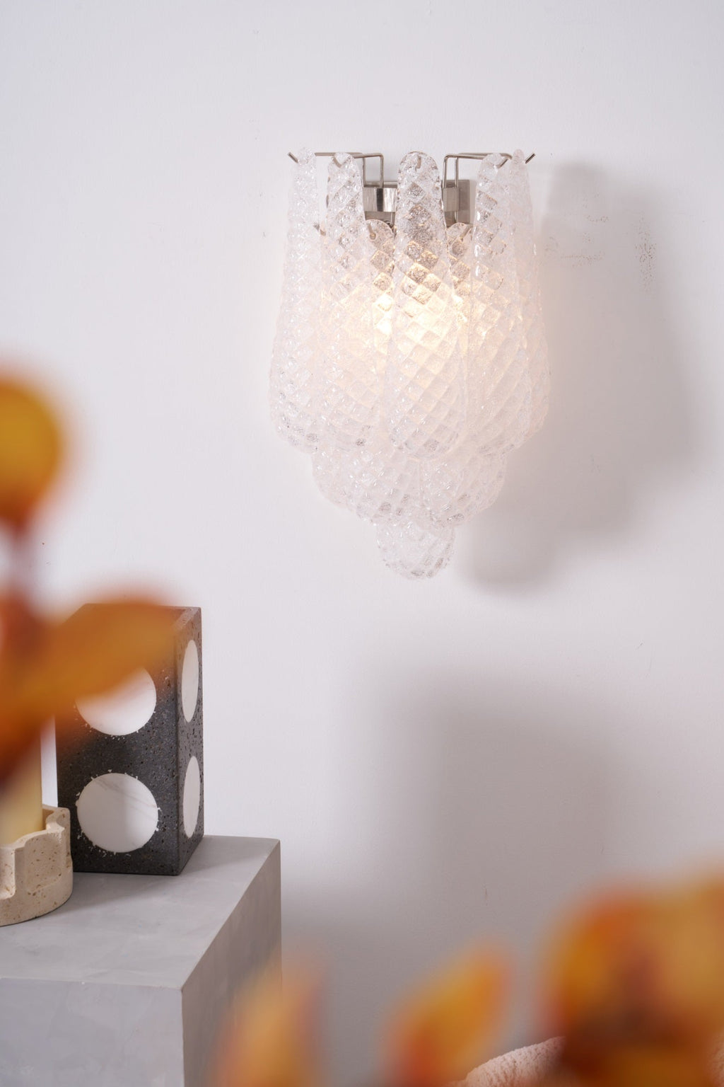 Aurora Applique Murale Rose Larme Verre Florale Artistique - Neutralighting