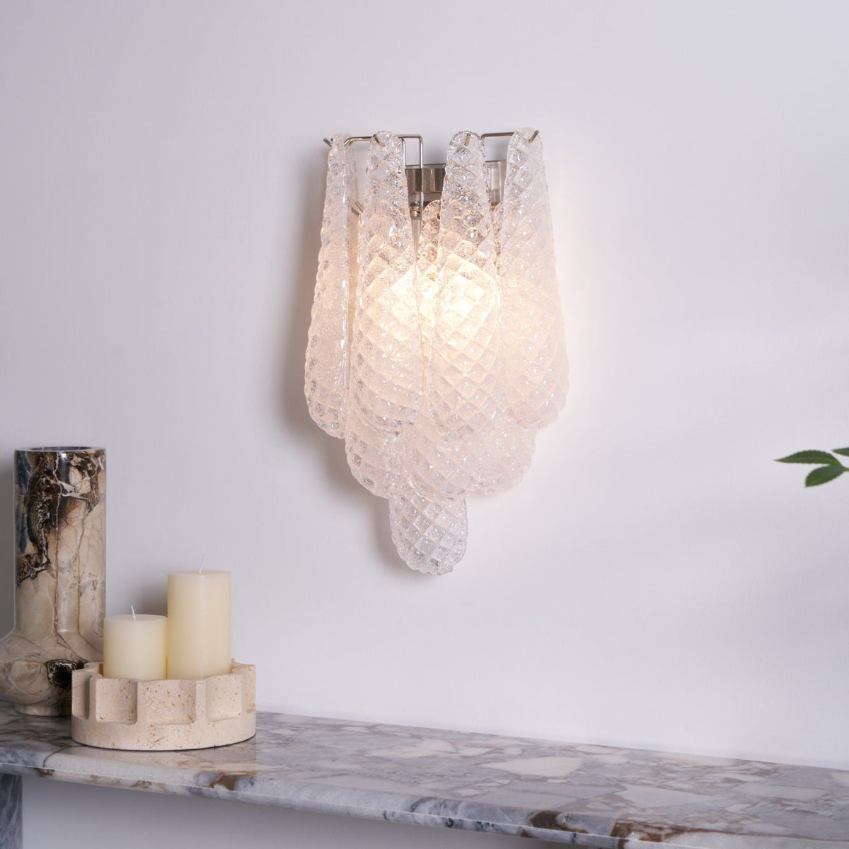 Aurora Applique Murale Rose Larme Verre Florale Artistique - Neutralighting
