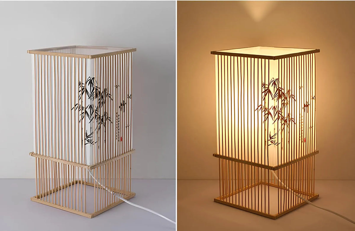 Lampe Japonaise à Poser Bambou Hélène Voûte - Une Présence Naturelle Apaisante