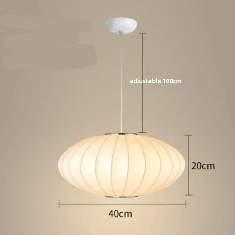 Lampe Japonaise Suspendue Ovale Lise Ouverture en Tissu - Texture Délicate & Ambiance Paisible