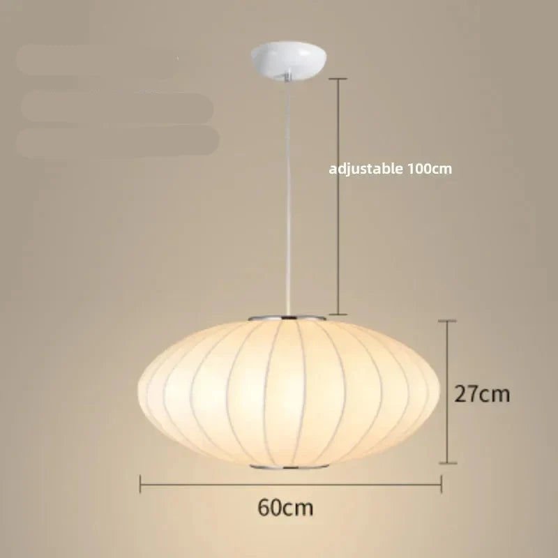 Lampe Japonaise Suspendue Ovale Lise Ouverture en Tissu - Texture Délicate & Ambiance Paisible