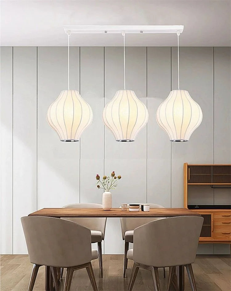 Lampe Japonaise Suspendue en Soie Joséphine Partition - Présence Décorative & Harmonie Intérieure
