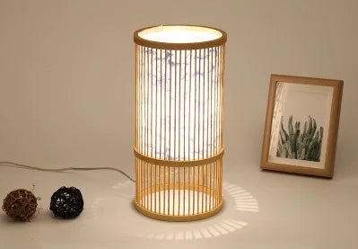 Lampe à poser — Japonaise de Table en Bambou Minimaliste
