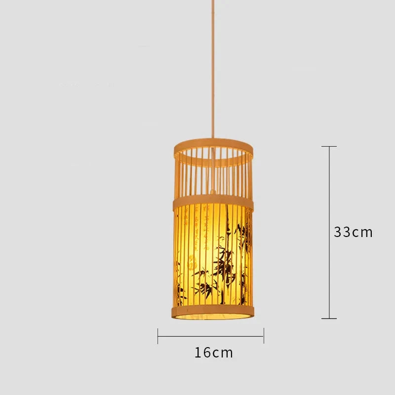 Lampe à poser — Suspendue Bambou à Motifs Noirs