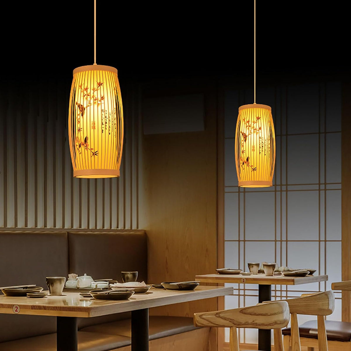 Lampe à poser — Suspendue Japonaise Fleurie