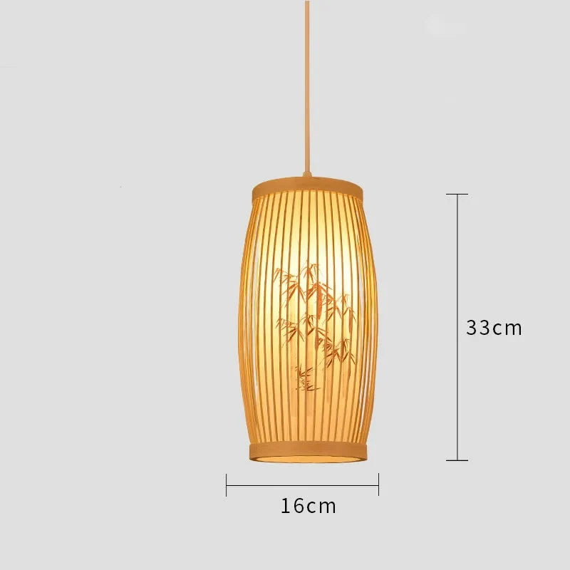 Lampe Suspendue Japonaise Épurée Zen Pauline Esquisse en Bambou - Esprit Naturel & Ambiance Sereine