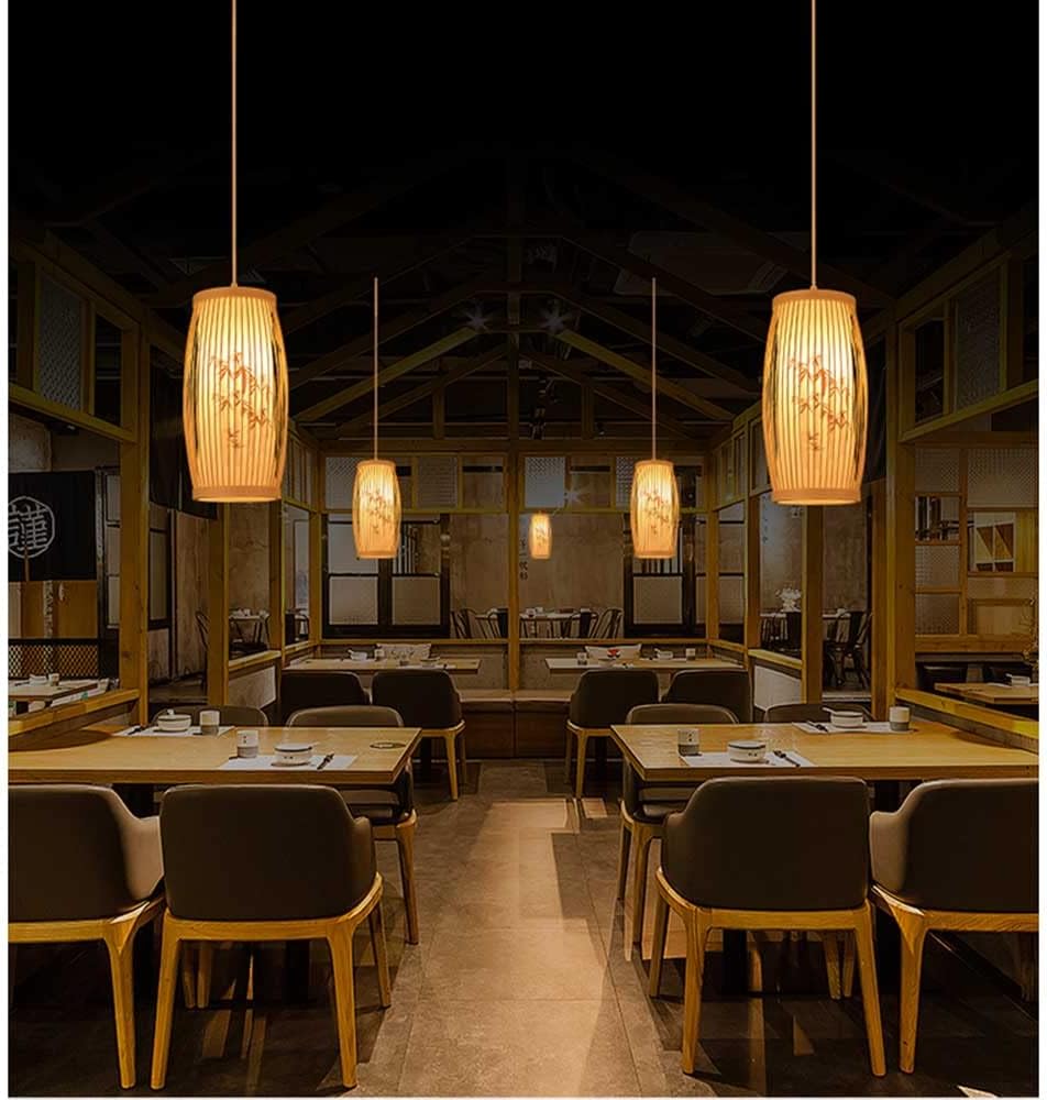 Lampe Suspendue Japonaise Épurée Zen Pauline Esquisse en Bambou - Esprit Naturel & Ambiance Sereine