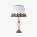 Lampe à poser rétro LED en verre cristal et abat-jour tissu