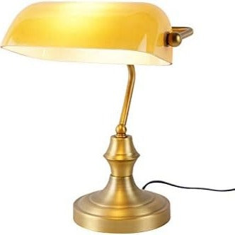 Lampe de Banquier Jaune Estelle Détour en Verre - Reflets Subtils & Décor Raffiné