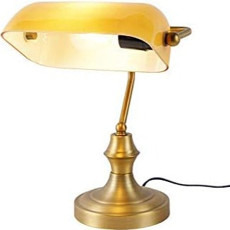 Lampe de Banquier Jaune Estelle Détour en Verre - Reflets Subtils & Décor Raffiné