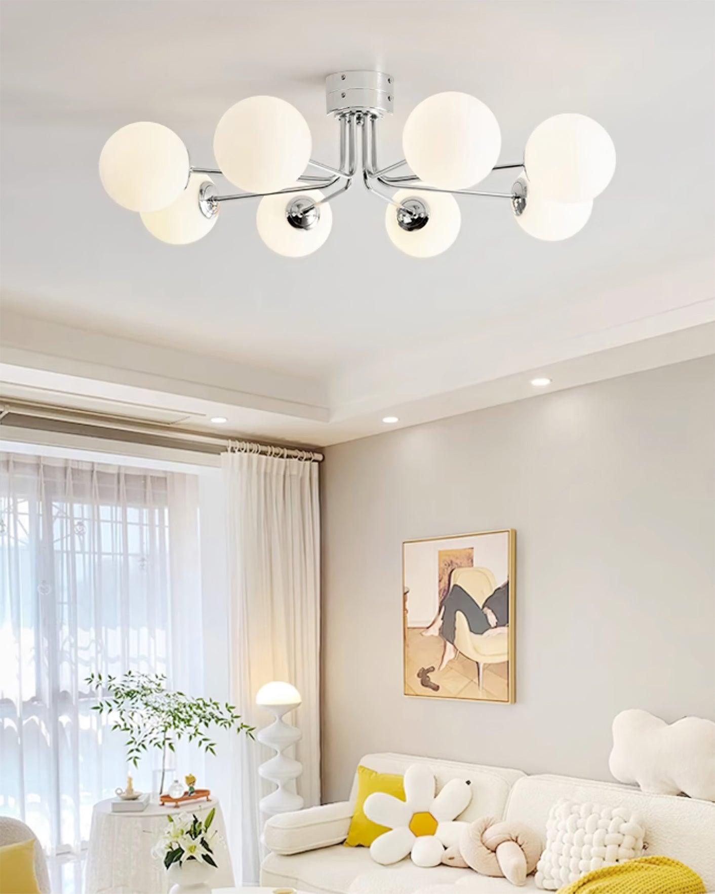 Lustra Plafonnier Globe Blanc Doré - Neutralighting