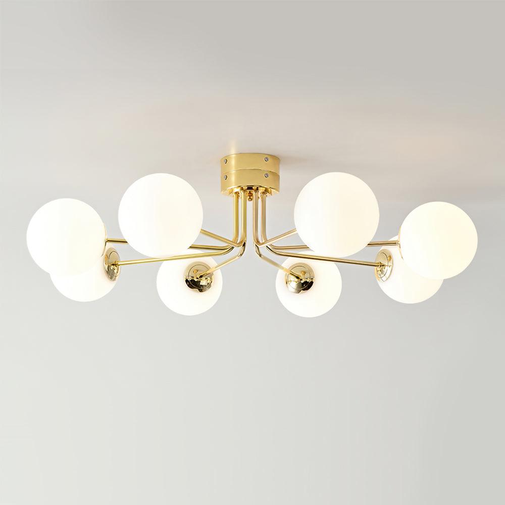 Lustra Plafonnier Globe Blanc Doré - Neutralighting