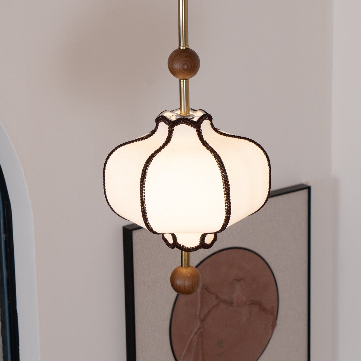 Lustra Suspension Lampe Lanterne en Tissu pour Salon - Neutralighting