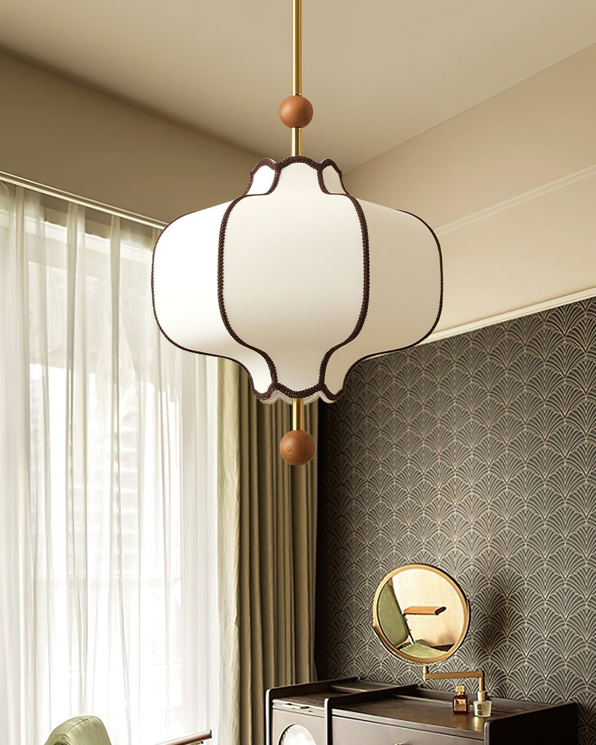 Lustra Suspension Lampe Lanterne en Tissu pour Salon - Neutralighting