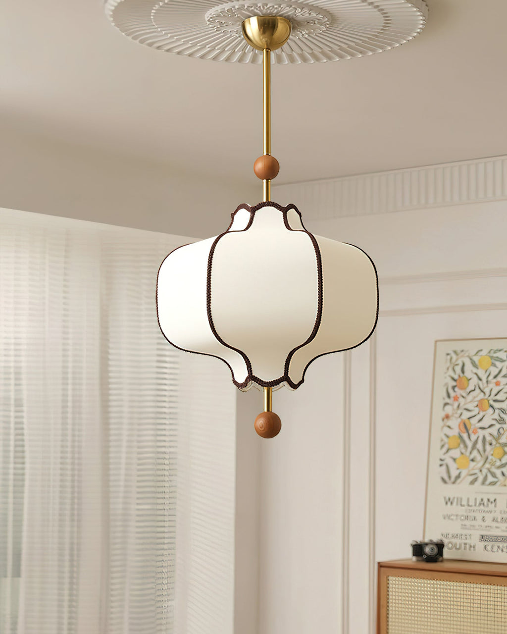 Lustra Suspension Lampe Lanterne en Tissu pour Salon - Neutralighting