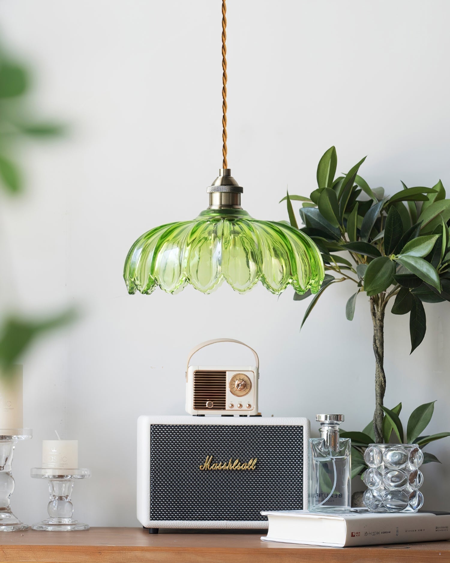 Limea Lampe Pendante Fleur Verre Vert - Neutralighting