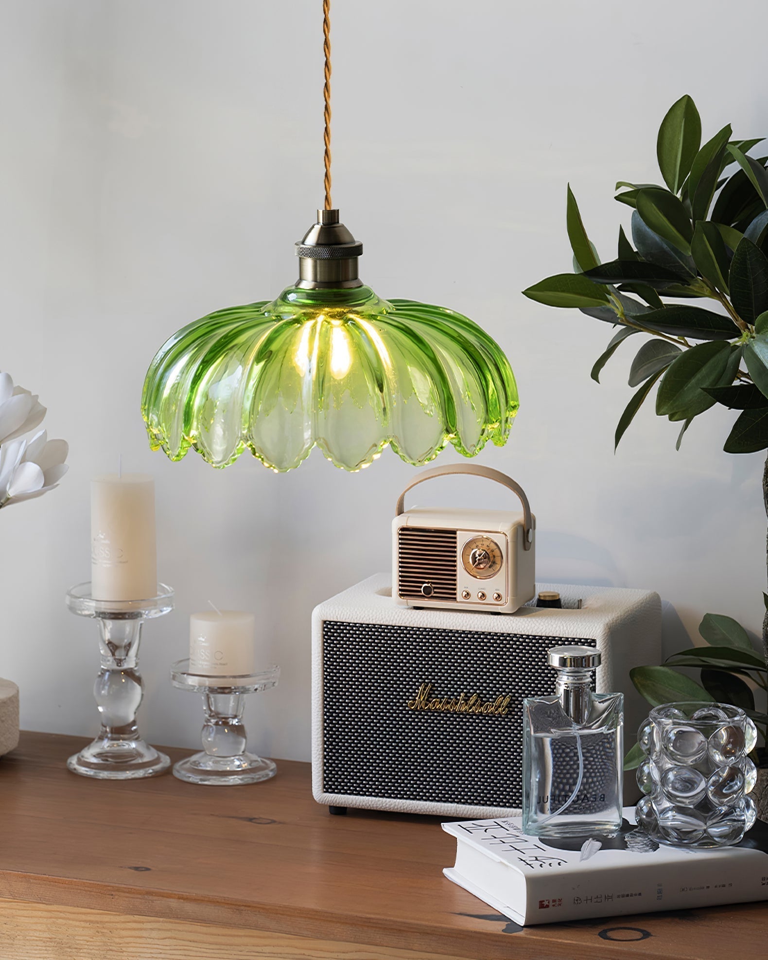 Limea Lampe Pendante Fleur Verre Vert - Neutralighting