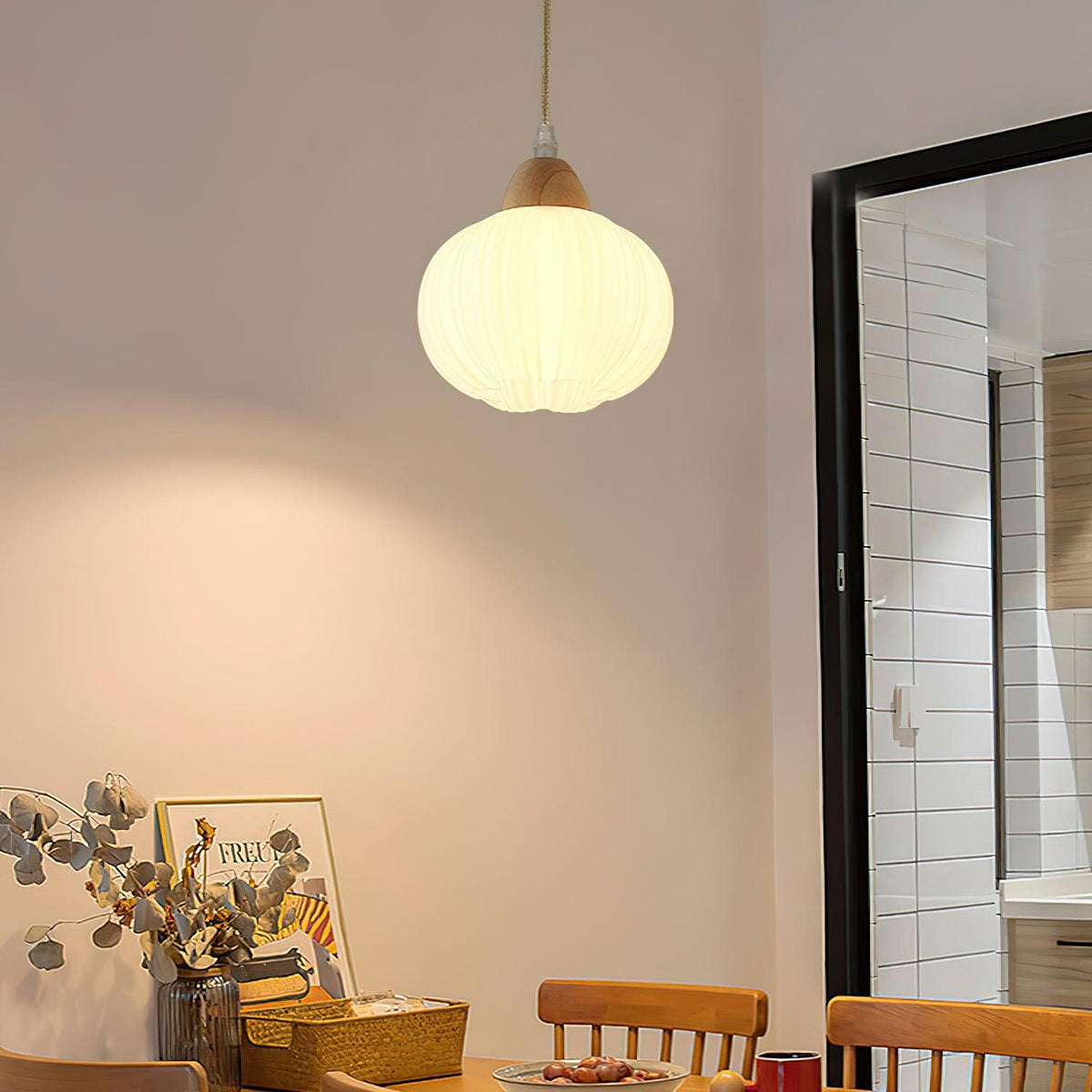 Pumpkin Suspension Lampe en Bois Moderne - Neutralighting
