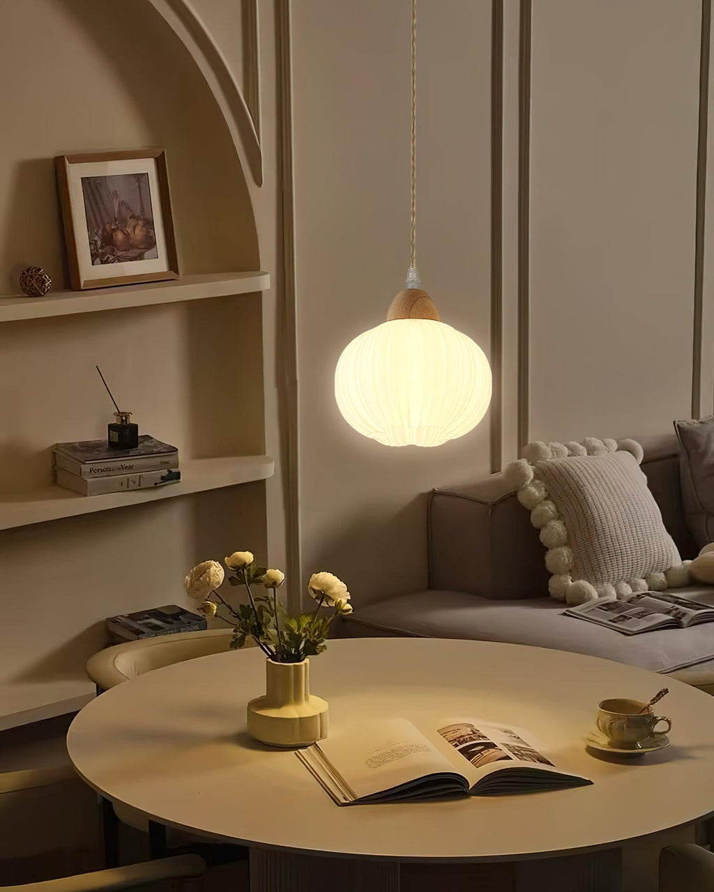 Pumpkin Suspension Lampe en Bois Moderne - Neutralighting