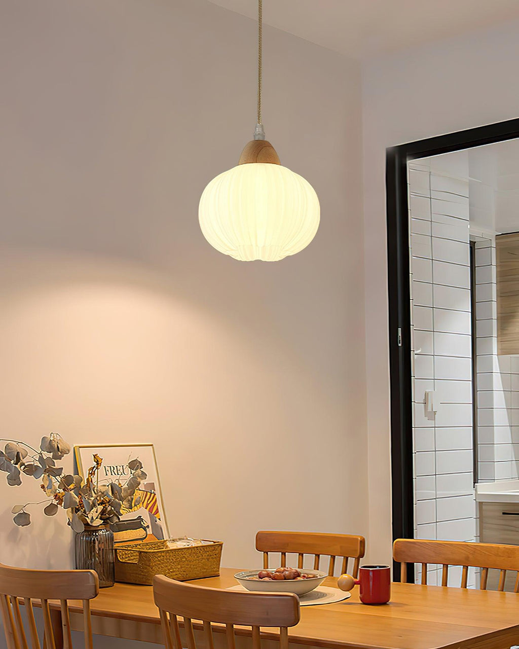 Pumpkin Suspension Lampe en Bois Moderne - Neutralighting
