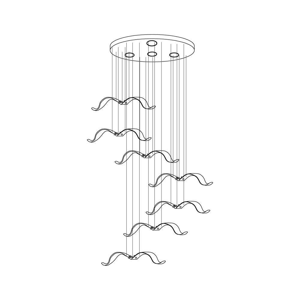 Acariel Chandelier de Luxe Grand en Verre Mouette - Neutralighting