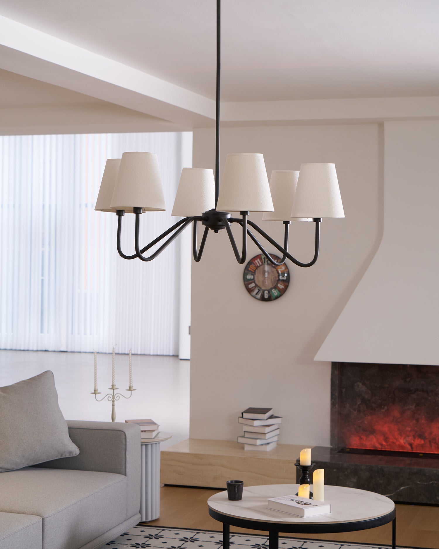 Lassen Lustre Bras Courbés Noirs Moderne - Neutralighting