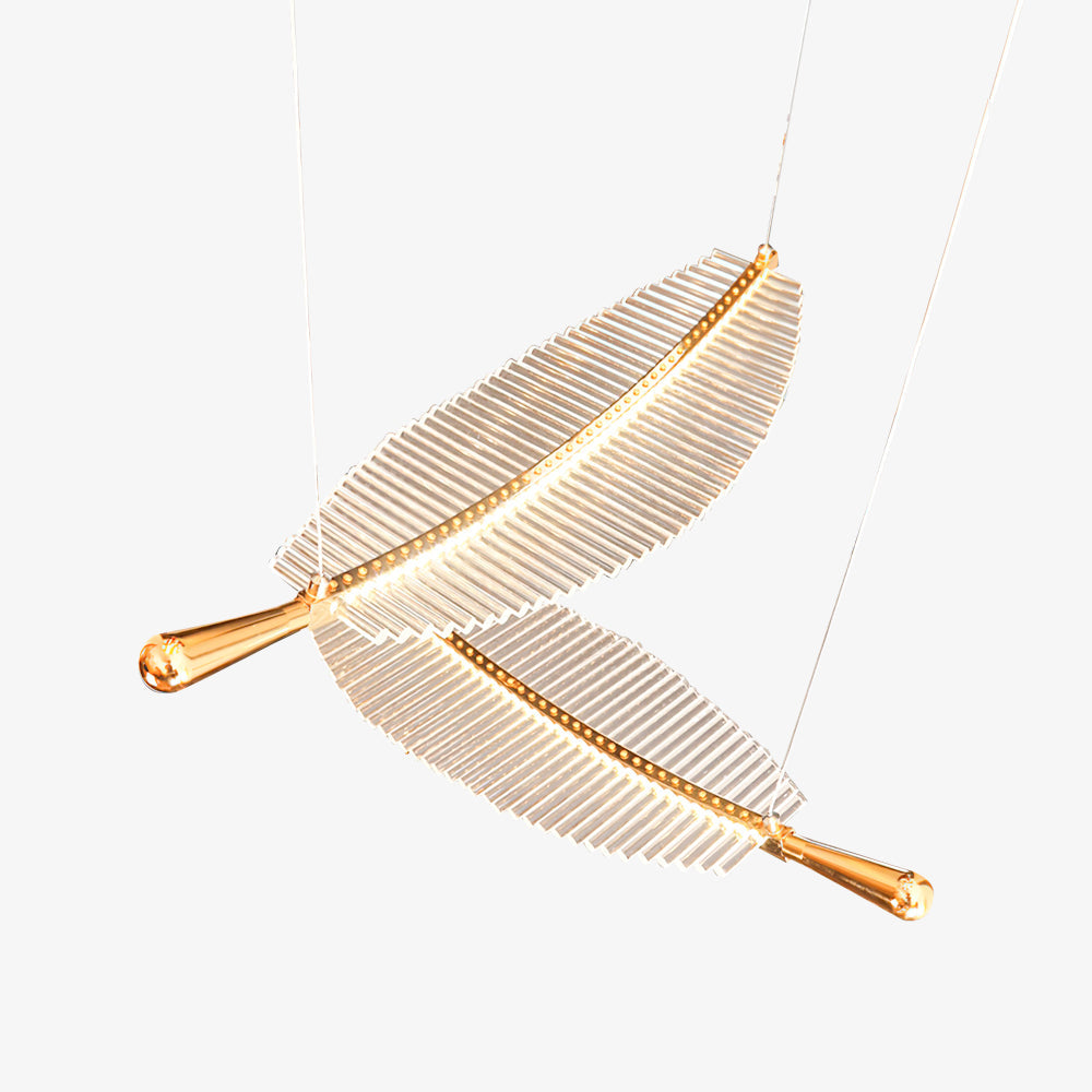 Lustra Chandelier Leaf Acrylic Gold Elegant Modern - Neutralighting