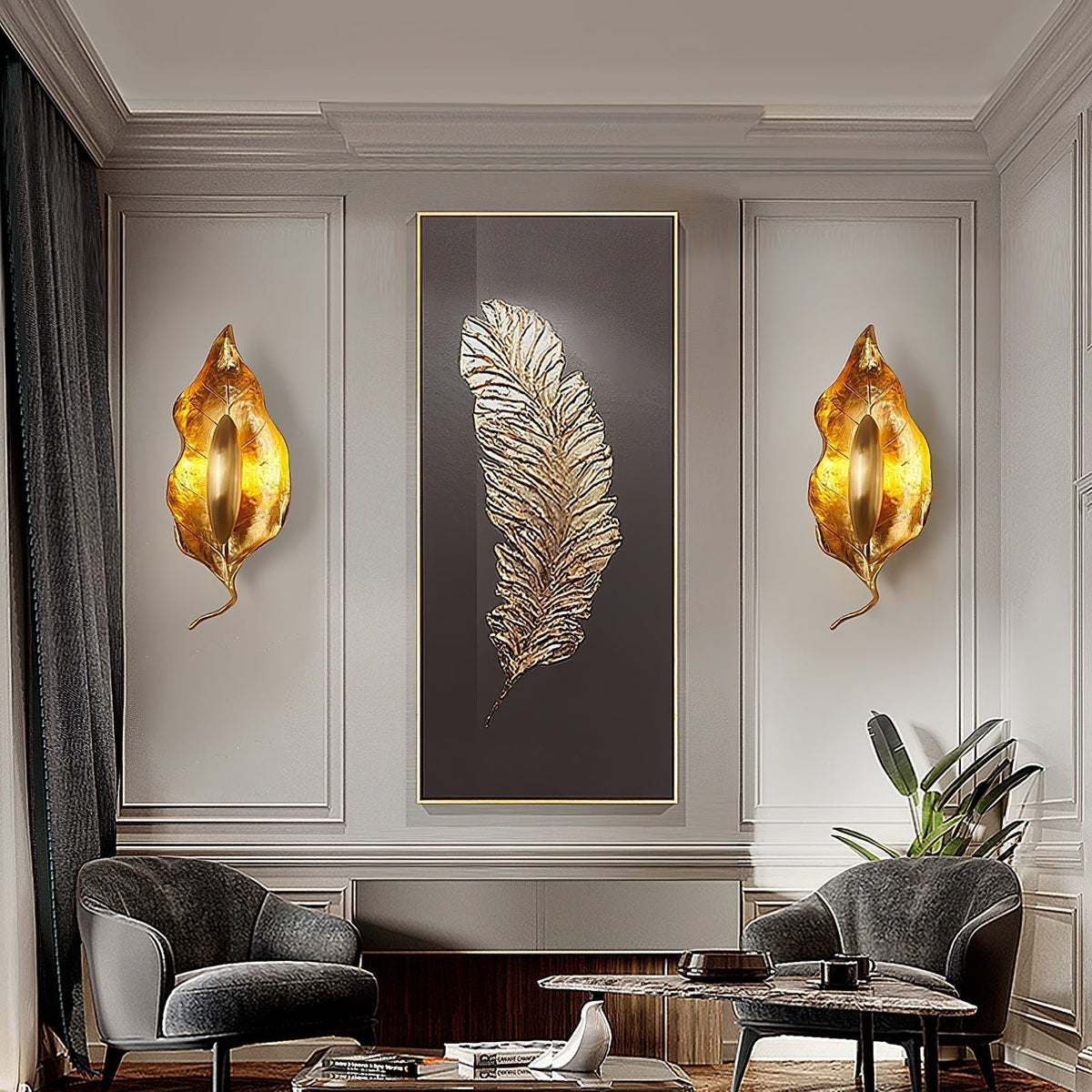 Evraee Applique Murale Art Nordique Feuille Laiton - Neutralighting