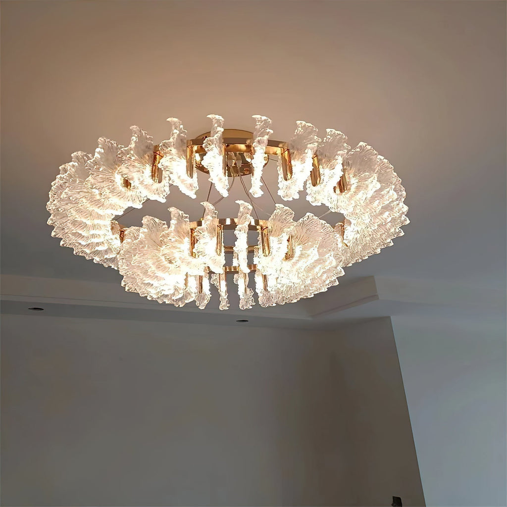Chandelier en Verre et Acrylique de Luxe Ulcarir Feuille - Neutralighting