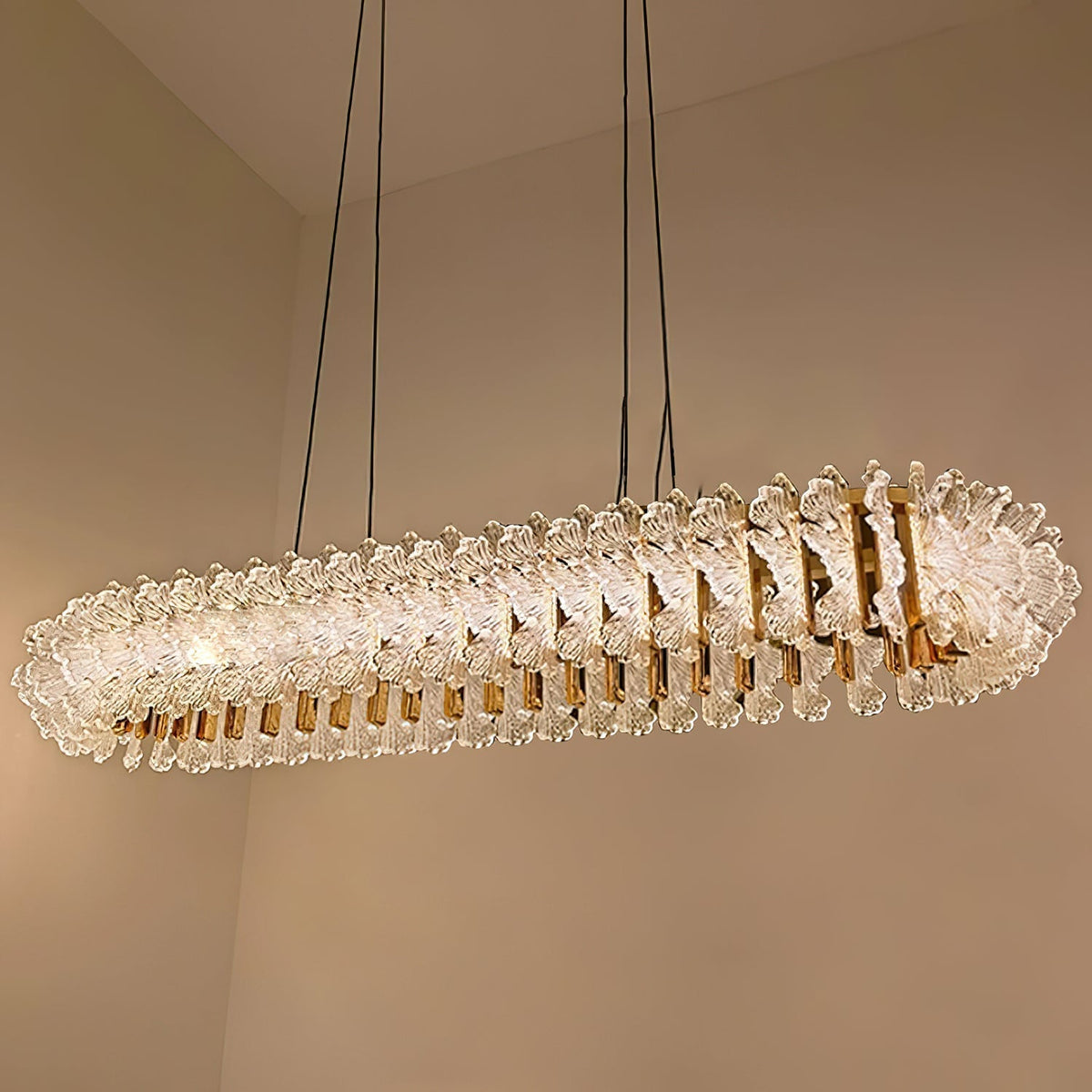Chandelier en Verre et Acrylique de Luxe Ulcarir Feuille - Neutralighting