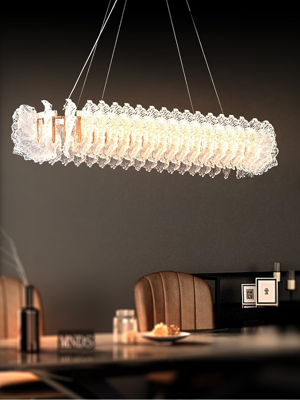Chandelier en Verre et Acrylique de Luxe Ulcarir Feuille - Neutralighting