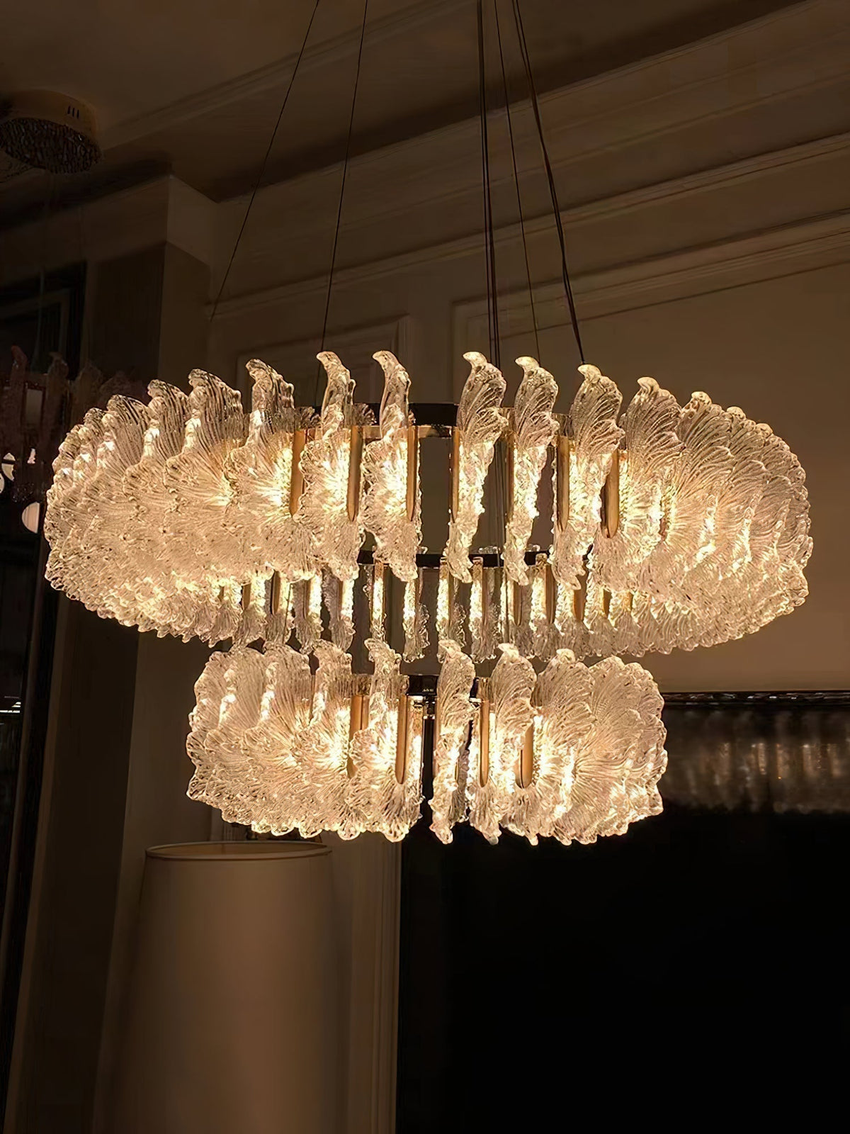 Chandelier en Verre et Acrylique de Luxe Ulcarir Feuille - Neutralighting