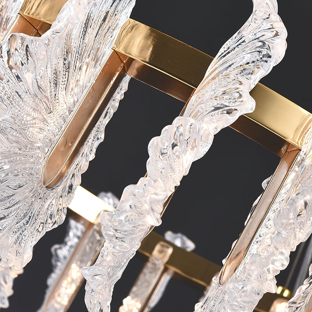 Chandelier en Verre et Acrylique de Luxe Ulcarir Feuille - Neutralighting