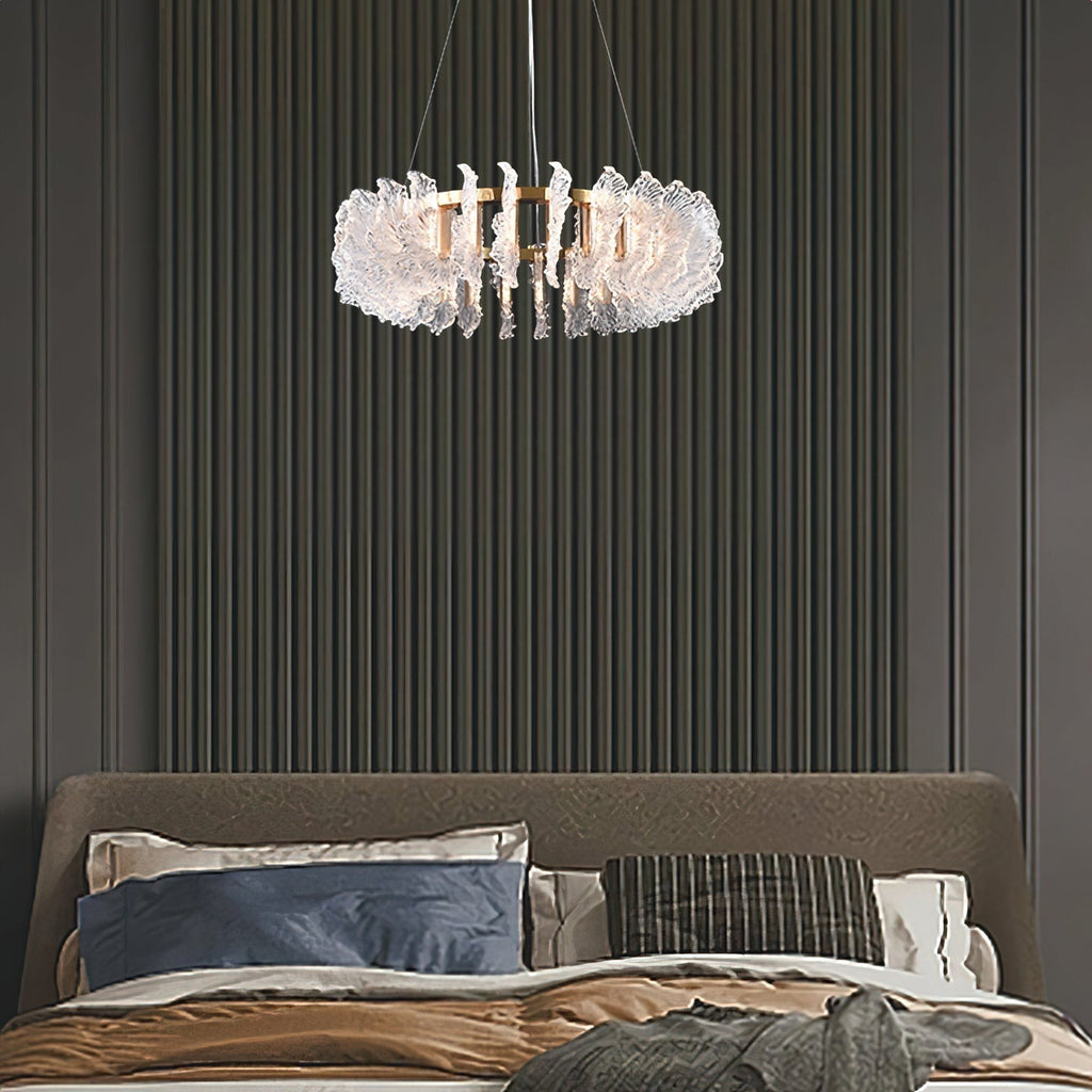 Chandelier en Verre et Acrylique de Luxe Ulcarir Feuille - Neutralighting