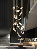 Lustra Chandelier Leaf Acrylic Gold Elegant Modern - Neutralighting