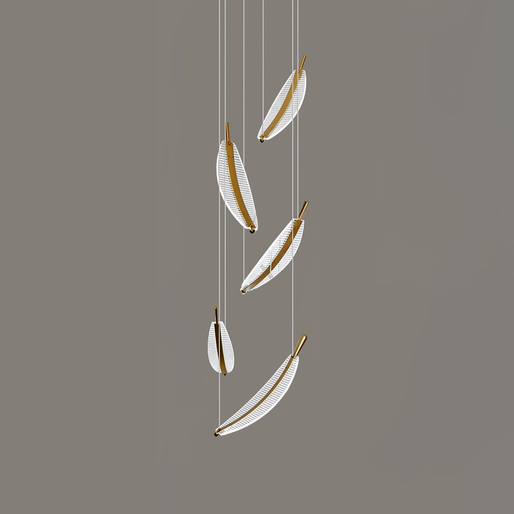 Lustra Chandelier Leaf Acrylic Gold Elegant Modern - Neutralighting