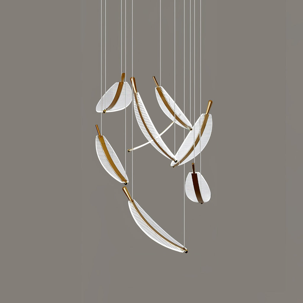 Lustra Chandelier Leaf Acrylic Gold Elegant Modern - Neutralighting